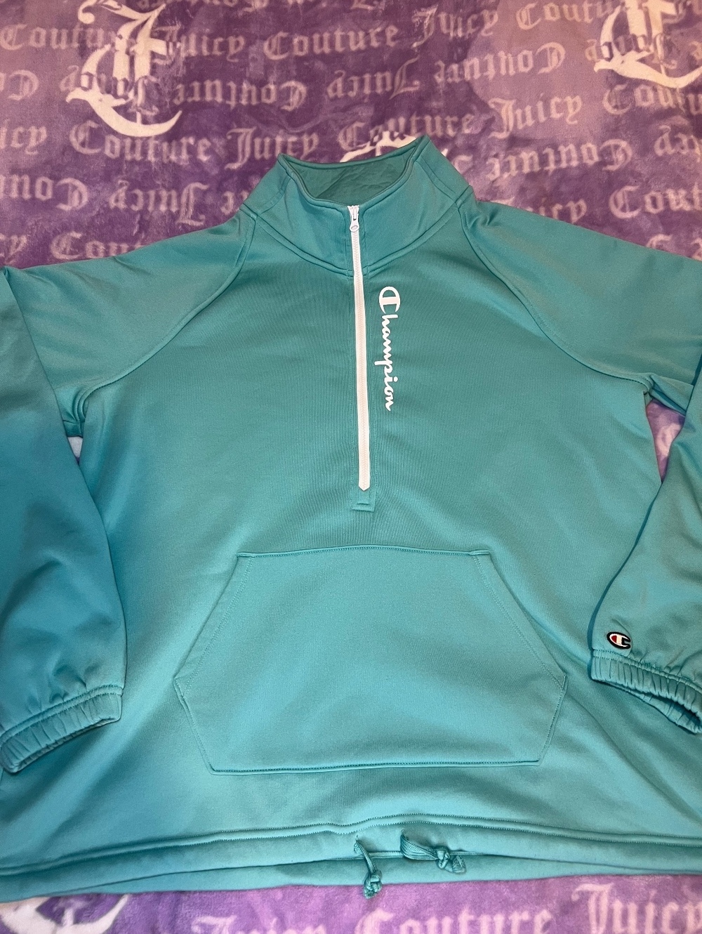 Champion Teal Quarter Zip Pullover Sweatshirt Women L